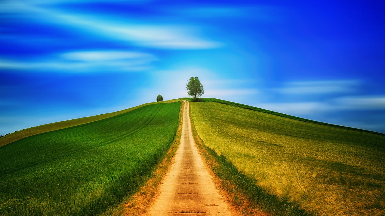 away, hill, fields