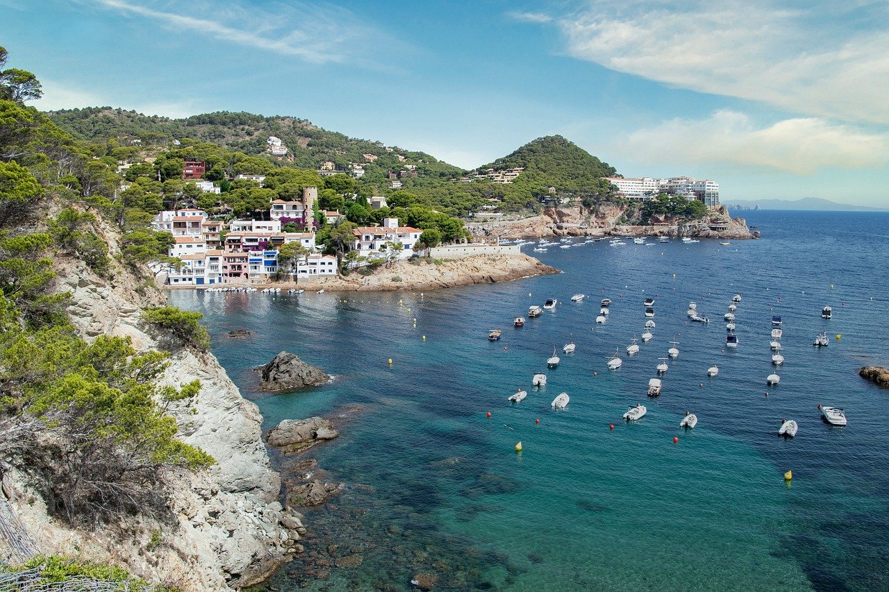 landscape, coast, sea, summer, people, holiday, houses, costa brava, nature, spain
