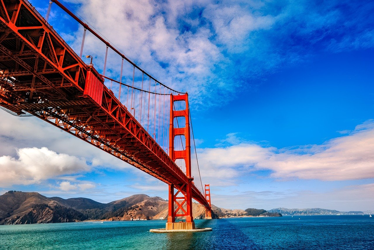 golden gate bridge, bridge, california, san francisco, pacific ocean, water, nature, coast, landscape, sea, beach