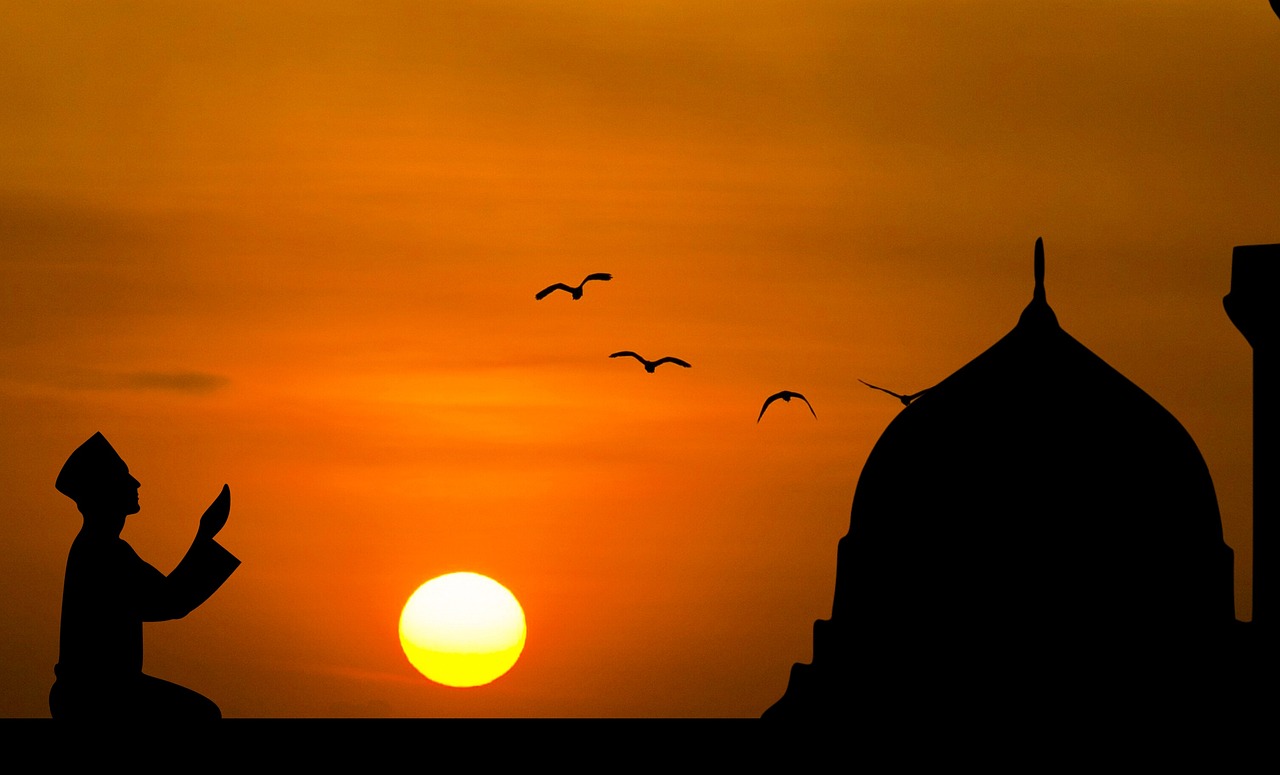 islamic, prayer, dusk, sun, man, bird, holy, faith, sky, muslim, islam, ramadan, arab, worship, pray, culture, hand, people, person, traditional, god spiritual, masjid, quran, sheikh, nature, salah