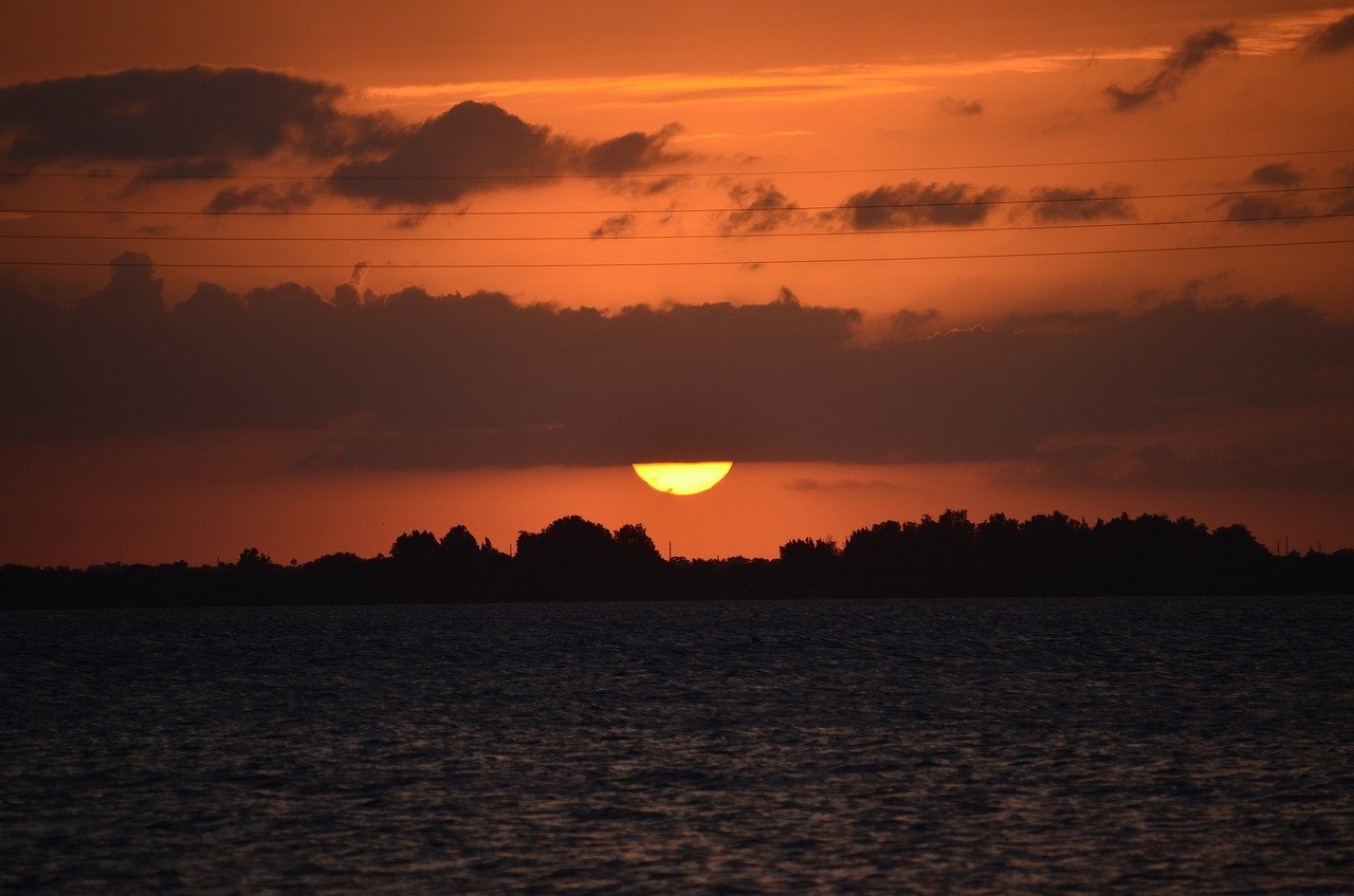 sunset, red, nature