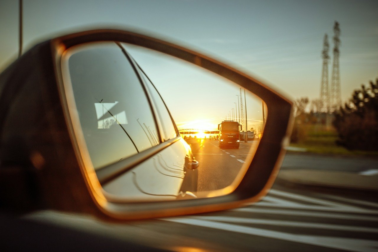 car, travel, transport, the vehicle, the sun, mirror, nature, sun, sky, car wallpapers, twilight, poland, west, route, way, the rays, auto, view, highway, tourism, expedition, horizontal, traffic, on the way, reflection