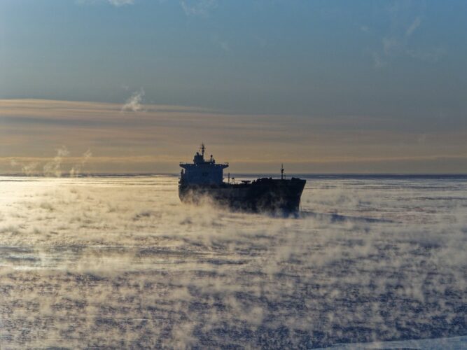 sunrise, cold, morning, ship, silhouette, water, nature, sky, ocean, evaporate