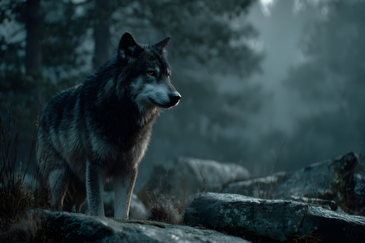 animal, wild, majestic, darkness, chiaroscuro, hyperrealistic, epic, surrealism, atmosphere, nature