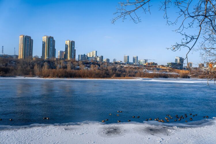 frost, river, winter, snow, nature, landscape, season, forest, christmas, mountains, trees, transport, frozen, snowflake, reflection, lake, sky, pool