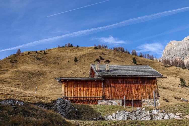 mountain cabin, alps, autumn, clouds, sky, trees, flying, airplane, nature, travel, hiking, adventure, outdoors, rock, path, vacation, mountains, wood, photography, tourism