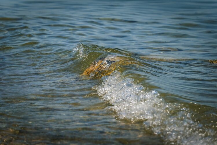 water, wave, rock, reflection, lake, splash, submerged, nature, calm, outdoors, water surface, water ripple, clear, sun, tide, summer, wet, wave reflection, no people